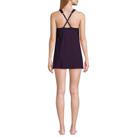 Land’s End Plus Size High Neck one piece Swimsuit soft adjustable BlackBerry Var - Picture 8 of 8